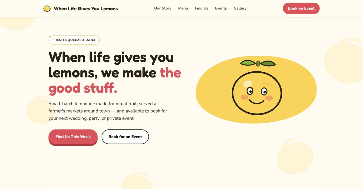 When Life Gives You Lemons website homepage